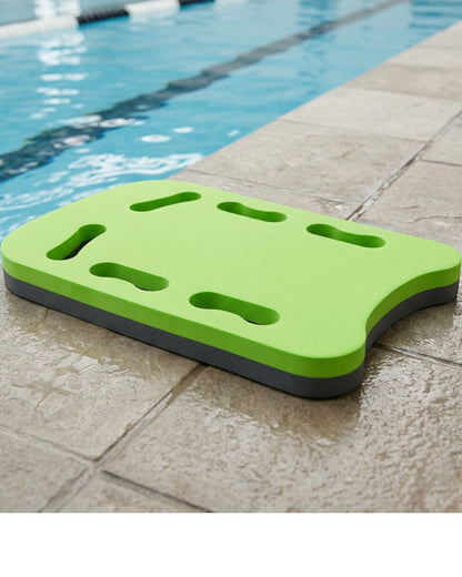 Kvoa Rectangular Swim Training Board 44 x 30 cm Lime Eight Side Recesses - Lifestyle view